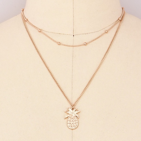 Jewelry - $5 SALE 🌸 Pineapple pendant double chain necklace